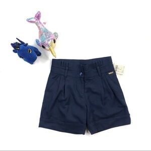 NWT Pili Carrera navy bblue pleated cuffed shorts girl kids 8